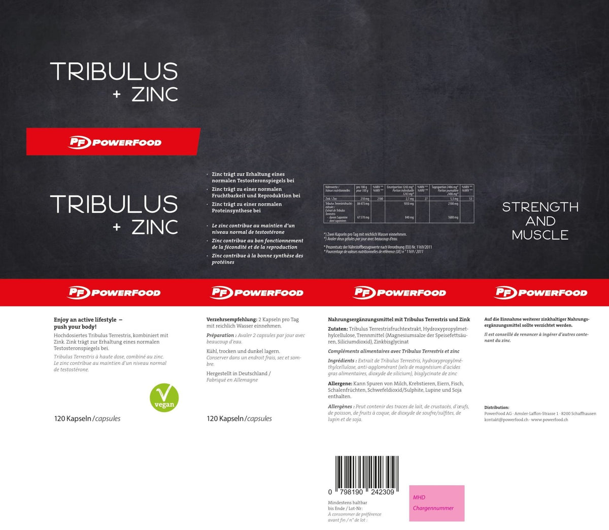 PowerFood Tribulus + Zinc Kapseln (120 Stk)