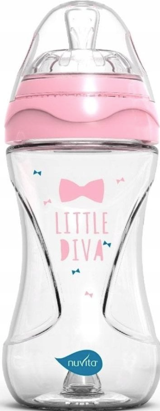 nuvita Anti-Kolik-Babyflasche pink aus Glas 240ml, ab 3 Monate (1 Stk)