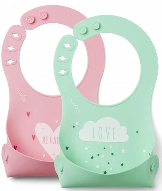 nuvita Squashy Silikonlätzchen pink/grün (2 Stk)