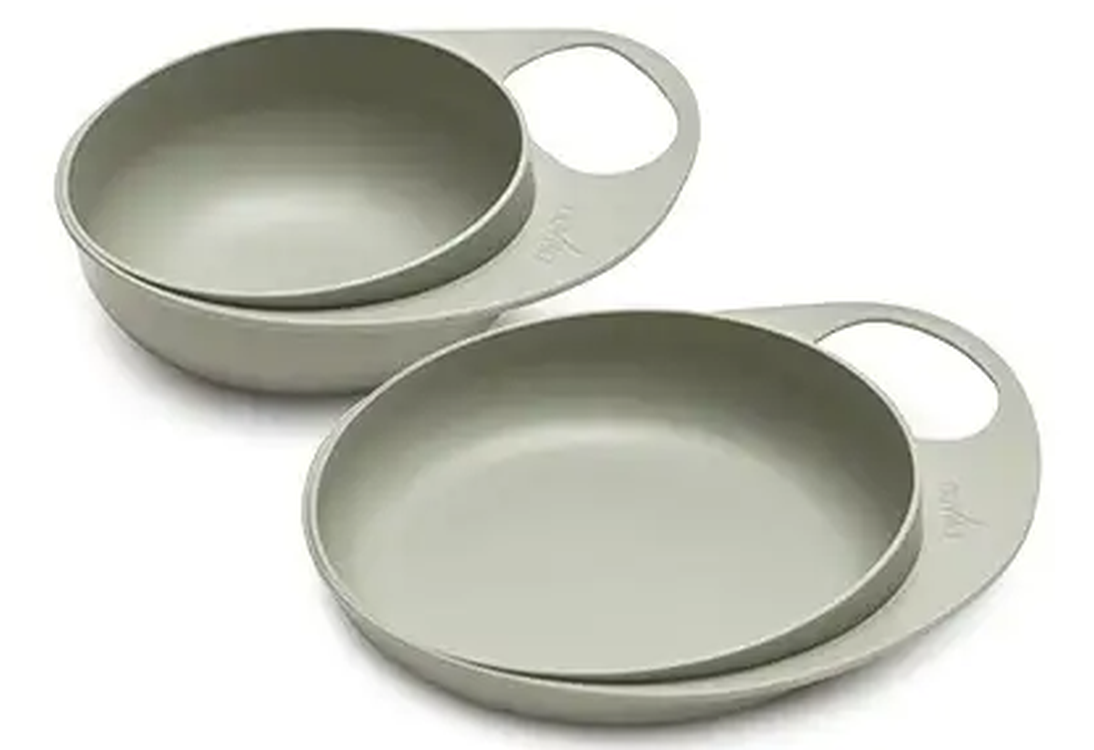 nuvita EasyEating Entwöhnungsteller und Entwöhnungsschüssel Set grün (2-teilig)