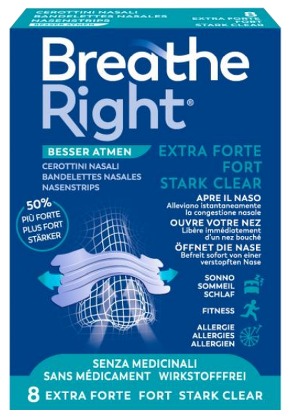 Breathe Right Nasenpflaster extrastark transparent (8 Stk)
