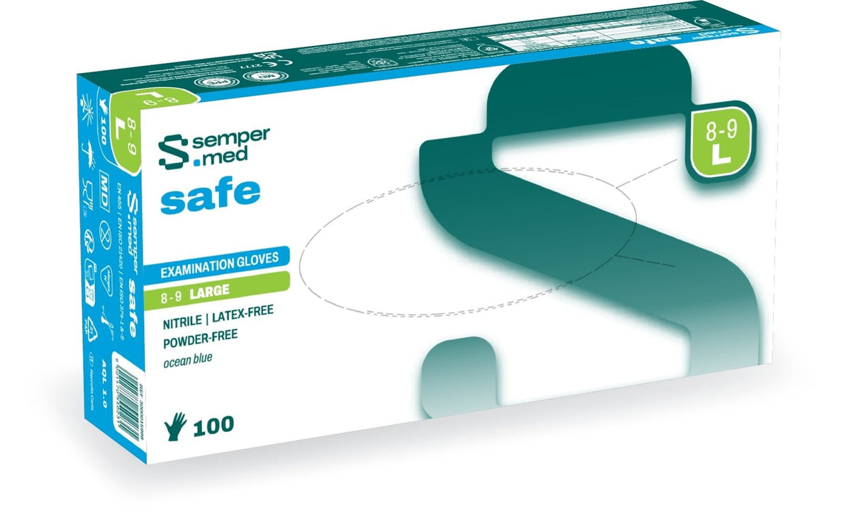 sempermed Nitrilhandschuhe safe L, Handumfang 19–21cm (100 Stk)
