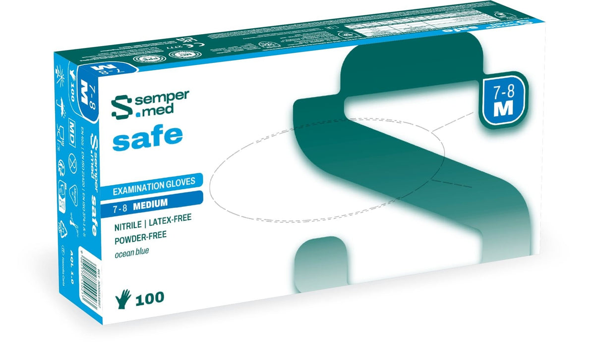 sempermed Nitrilhandschuhe safe, Grösse M, Handumfang 17-19cm (100 Stk)