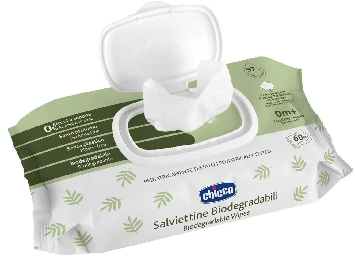 Chicco biologisch abbaubare Reinigungstücher (60 Stk)