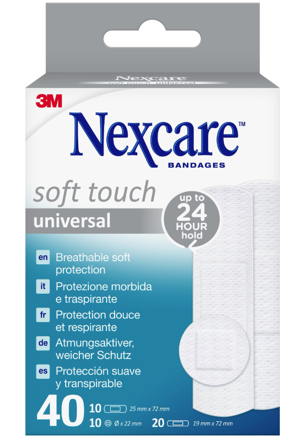 3M Nexcare Soft Touch Universalpflaster, diverse Grössen (40 Stk)