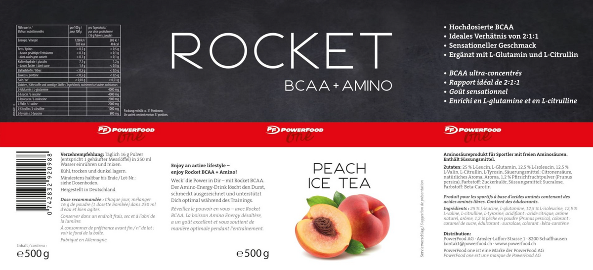 Powerfood One Rocket BCAA Peach Ice Tea (500g)