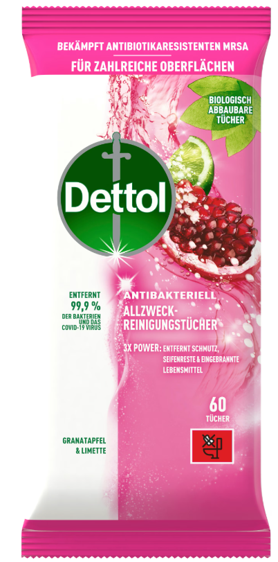 Dettol Allzweck-Reinigungstücher Granatapfel (60 Stk)