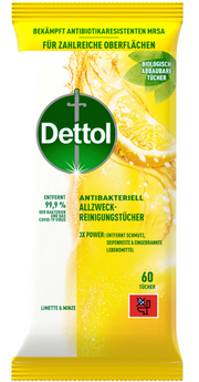 Dettol Allzweck-Reinigungstücher Limette-Minze (60 Stk)