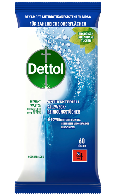 Dettol Allzweck-Reinigungstücher Ozeanfrische (60 Stk)