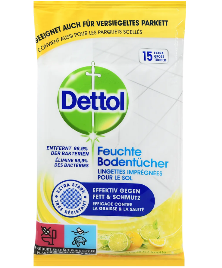 Dettol Feuchte Bodentücher Zitrone & Limette (15 Stk)