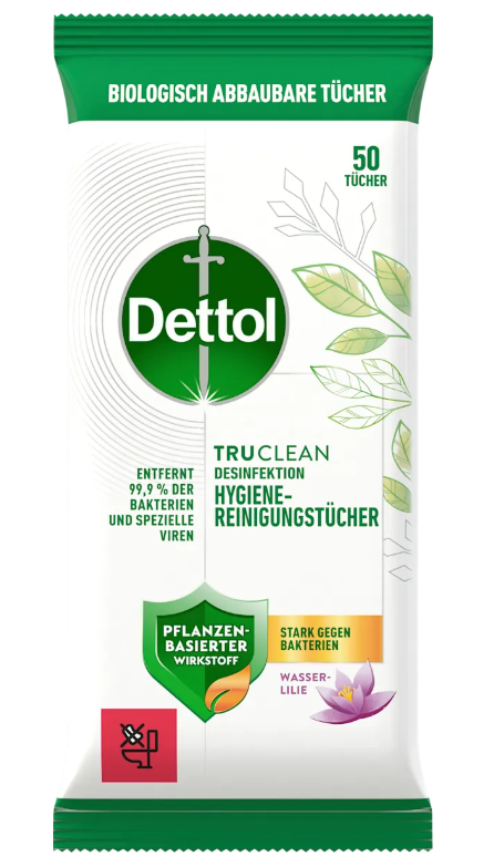 Dettol Tru Clean Reinigungsstücher Wasserlilie (50 Stk)