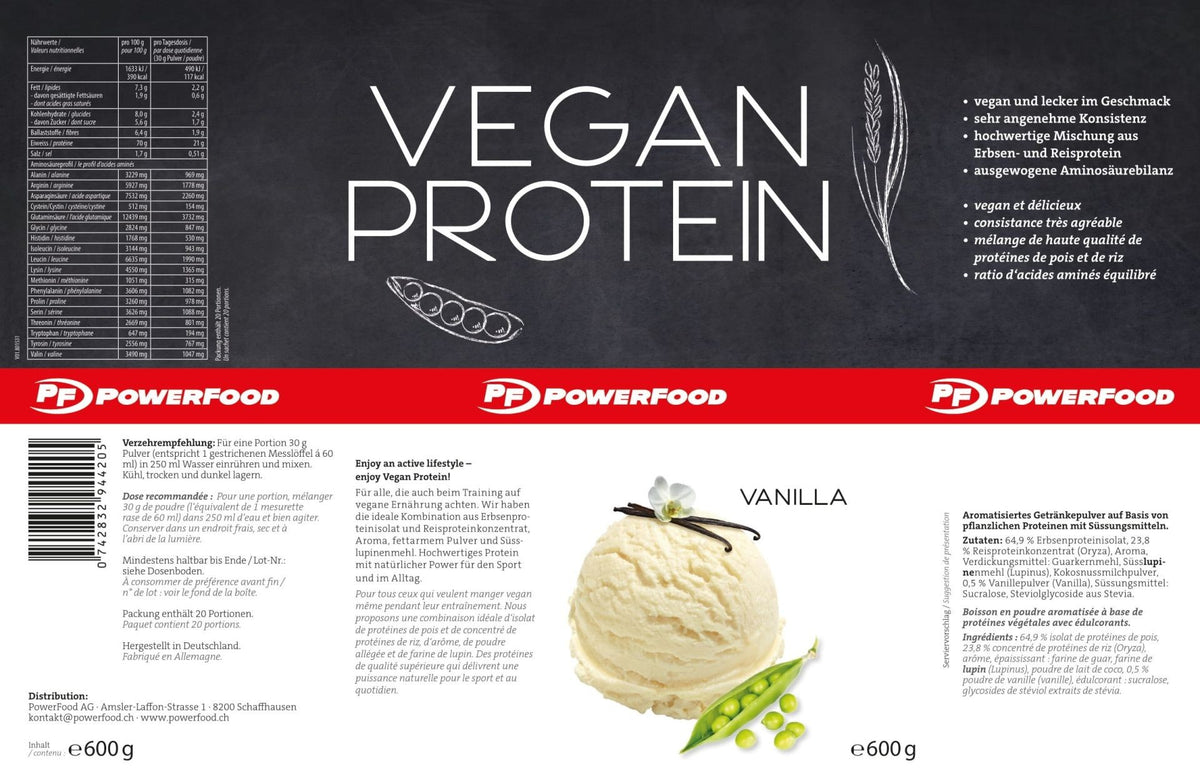 PowerFood Vegan Protein Vanilla (600g)