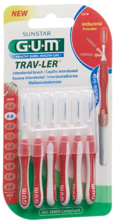 SUNSTAR Gum Proxabrush TravLer 0.8mm Interdentalbürsten (6 Stk)