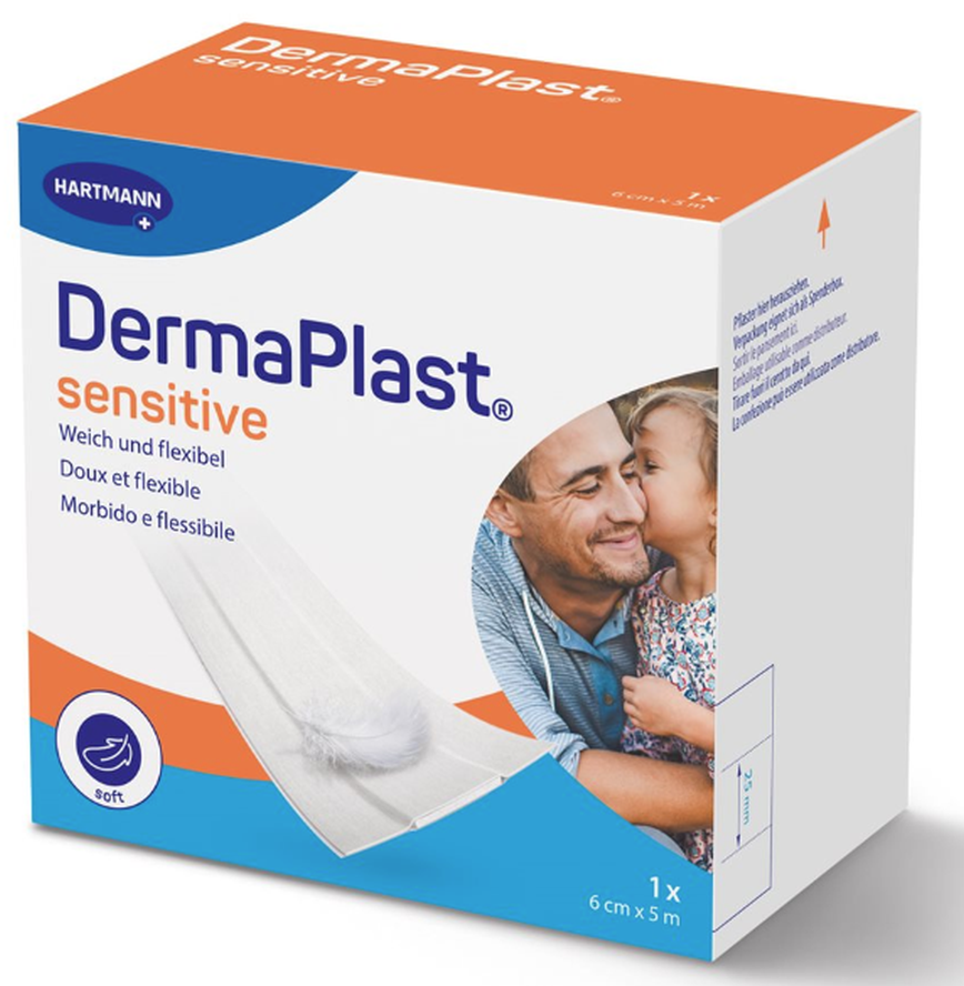 DermaPlast sensitive Schnellverband weiss, 6cmx5m (1 Stk)