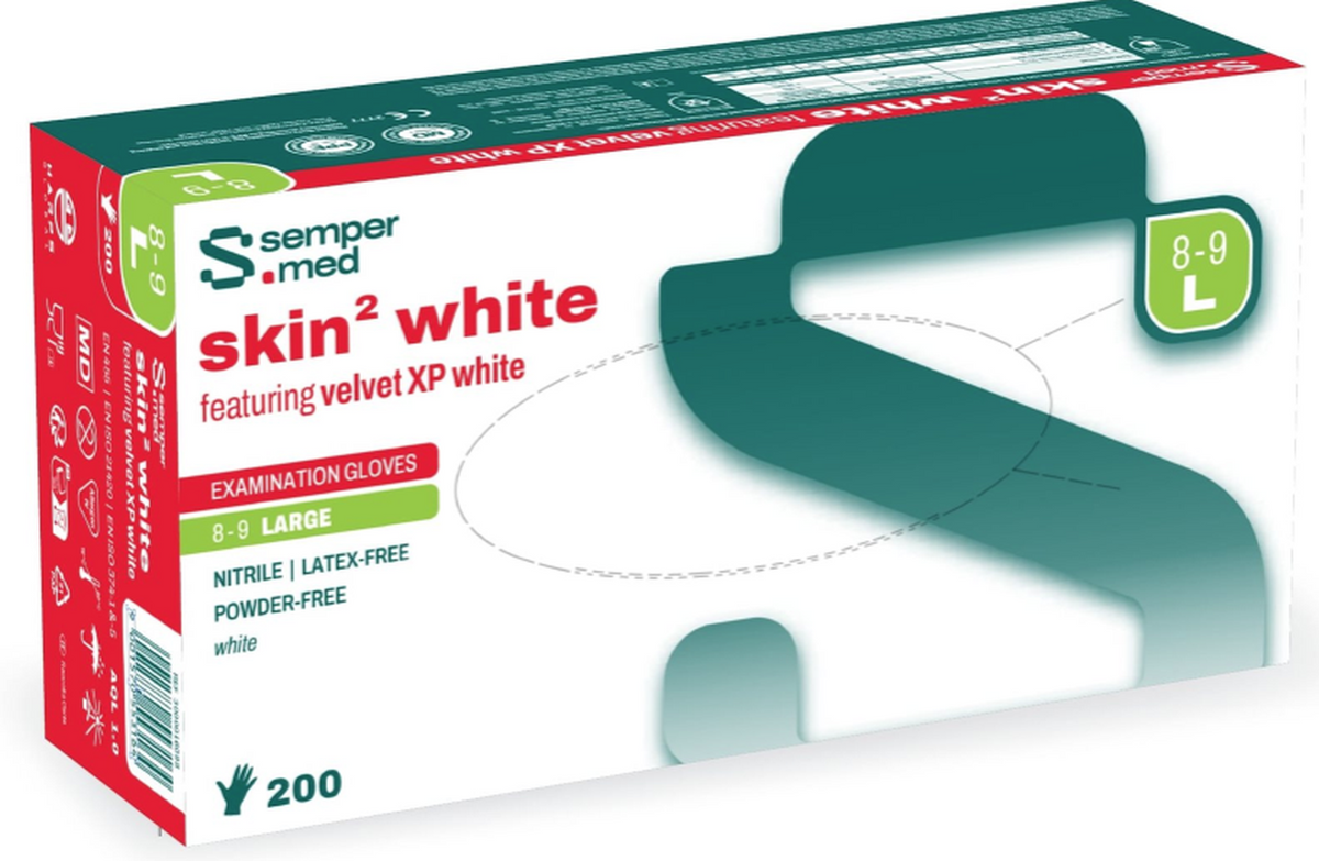 sempermed skin² white Nitril-Untersuchungshandschuh L, Breite 110mm (200 Stk)