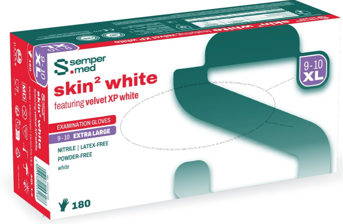 sempermed skin² white Nitril-Untersuchungshandschuh XL, Breite 125mm (180 Stk)
