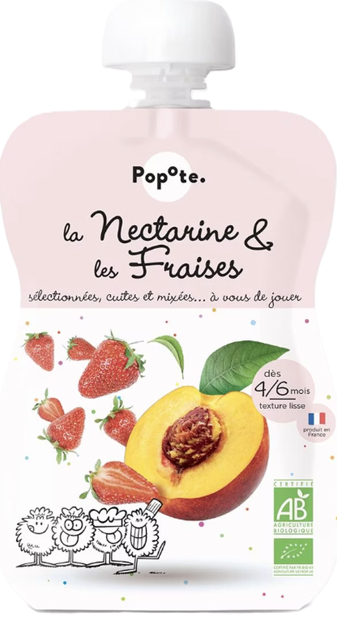 Popote Quetschie Nektarine-Erdbeere Bio (120g)