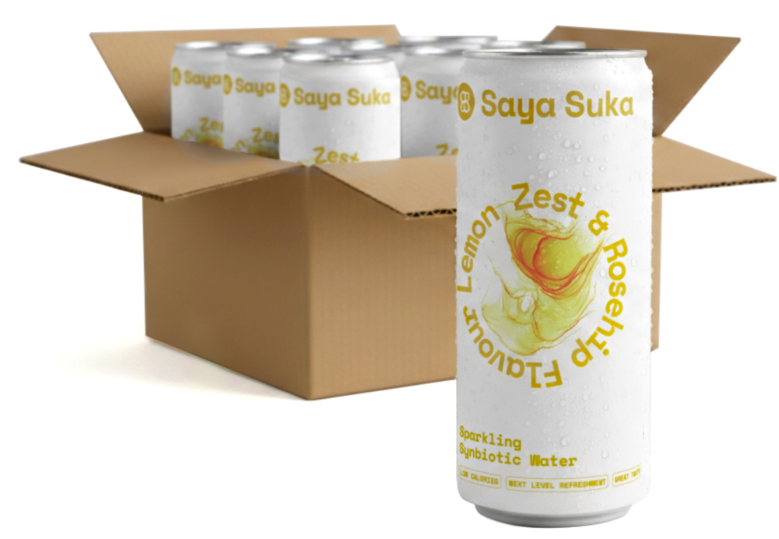 Saya Suka Synbiotic Sparkling Water, Lemon Zest & Rosehip (8x330ml)