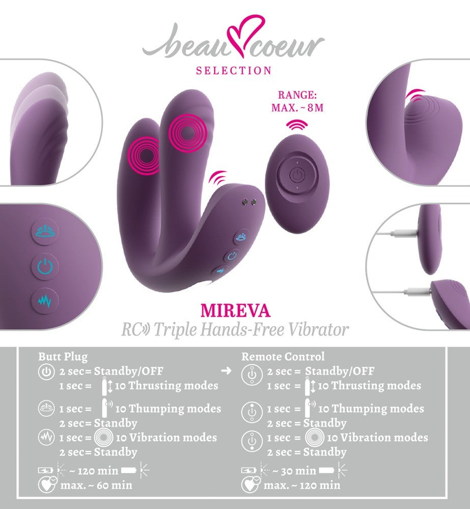 beau coeur MIREVA RC Triple Hands-Free Vibrator (1 Stk)