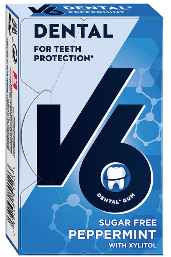 V6 Dental Care Kaugummi Pfefferminze (24g)