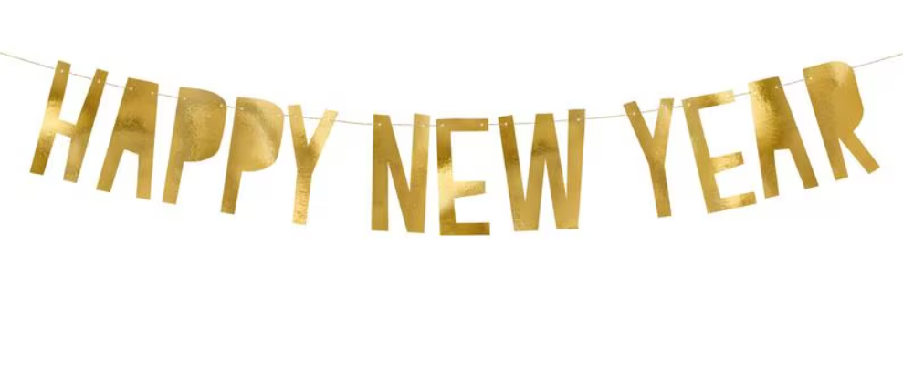 Partydeco Girlande Happy New Year Gold 90x10cm (1 Stk)