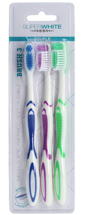 SUPERWHITE Zahnbürste Brush 3 weiche Borsten (3 Stk)
