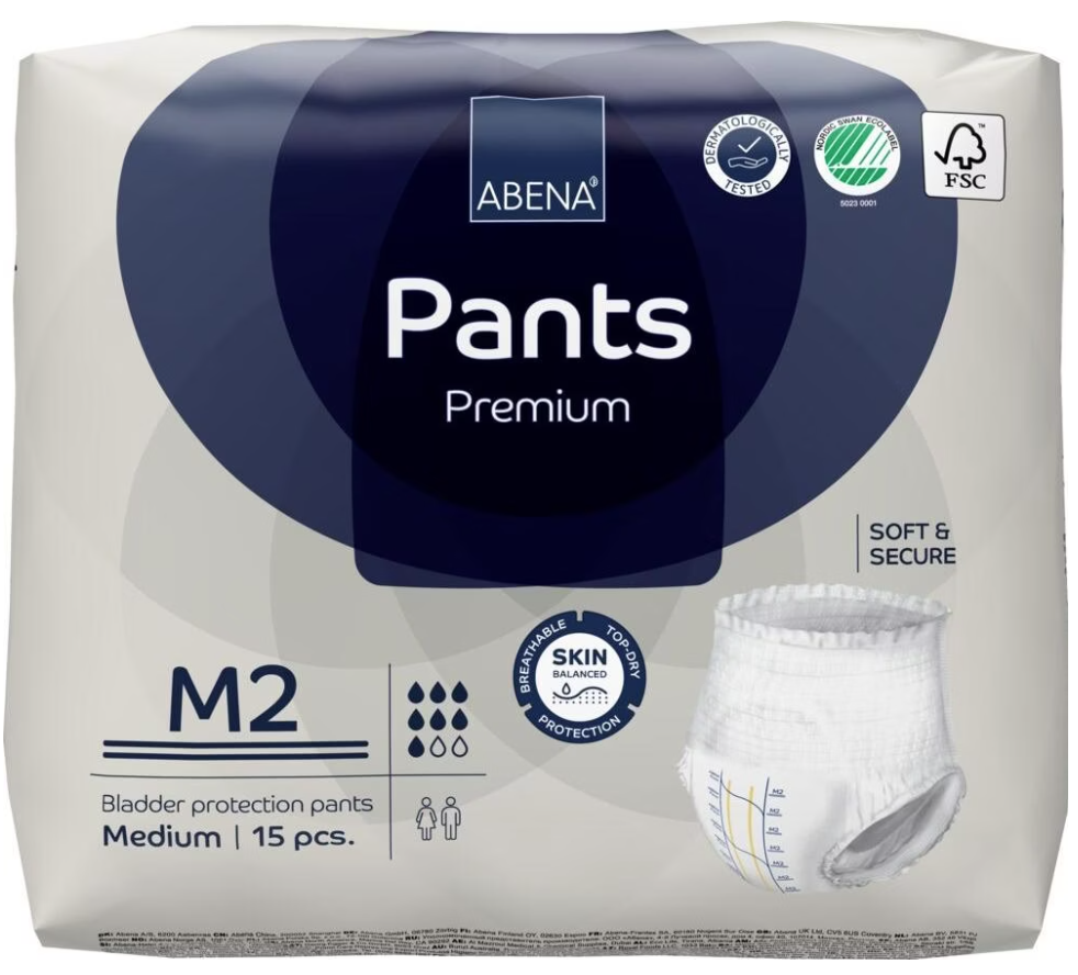 ABENA Pants Premium, mittlere Saugstärke, Grösse M Hüftumfang 80-110cm (15 Stk)