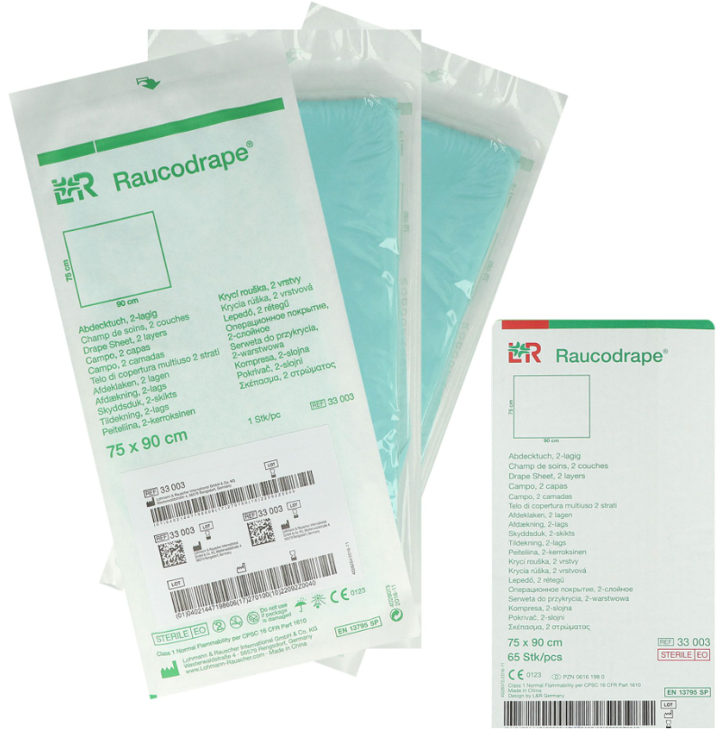 Raucodrape Abdecktücher steril, 2-lagig, 75x90cm (65 Stk)