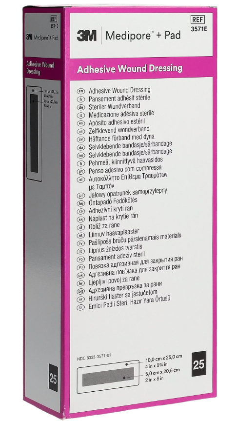 3M Medipore + Pad 10x25cm, Wundkissen 5x20cm (25 Stk)