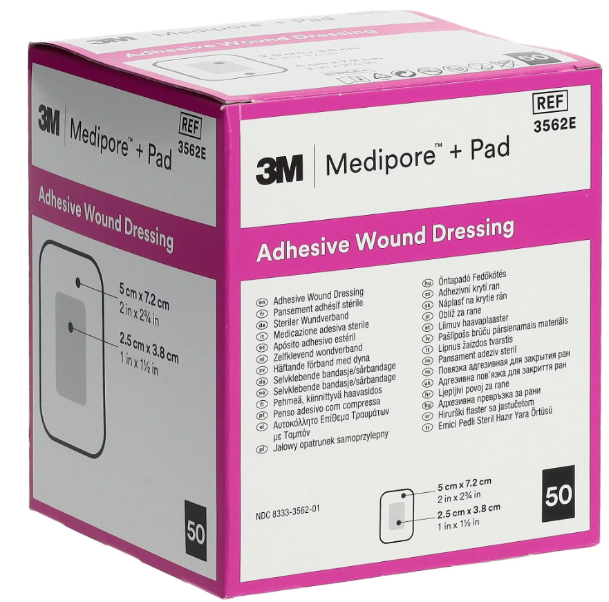 3M Medipore + Pad 5x7cm, Wundkissen 2.5x4cm (25 Stk)