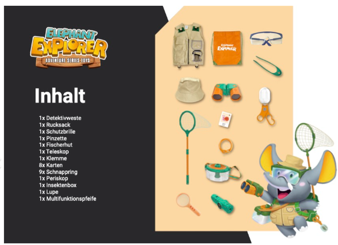 BYOMIC Kids Entdecker-Set mit Forscher-Ausrüstung, ab 3 Jahren (28-teilig)