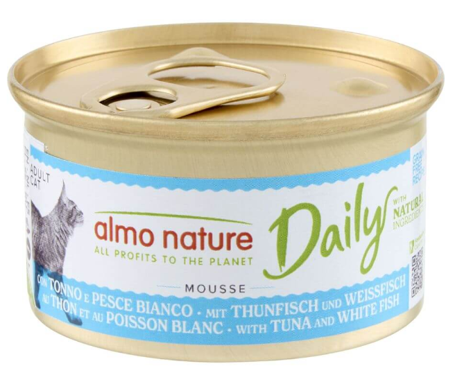 Almo Nature Daily Mousse mit Thunfisch und Kabeljau, Nassfutter für Katzen (85g)