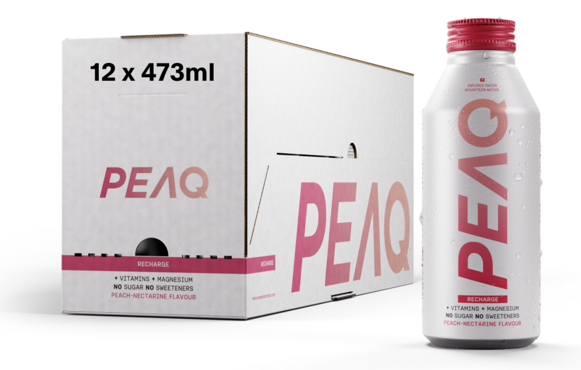 PEAQ Recharge Peach-Nectarine Aluminum Bottle (12x473ml)