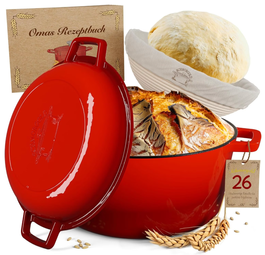 SCHMORGOLD Gusseisen Brotbacktopf mit 2-in-1-Deckel, Fassungsvermögen 4.7 Liter (1 Stk)