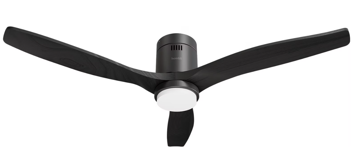 hombli Smart Ceiling Deckenventilator mit LED, black/black wood, 132x132cm (1 Stk)