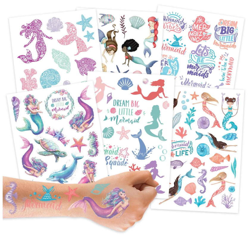 Papierdrachen Kindertattoo-Bögen Meerjungfrauen (6 Stk)