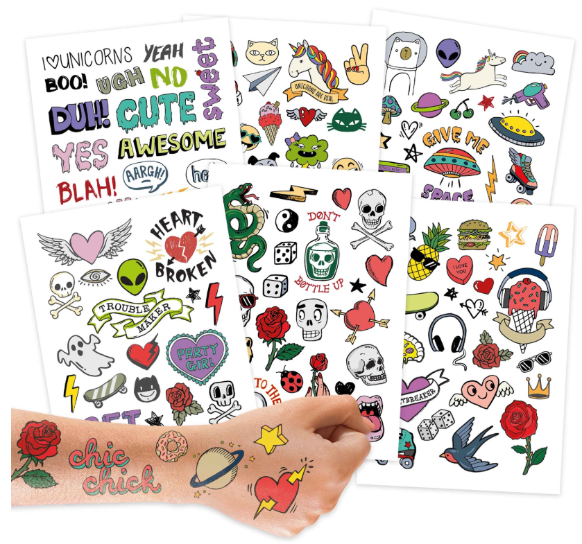 Papierdrachen Kindertattoo-Bögen Scrunch Doodles (6 Stk)