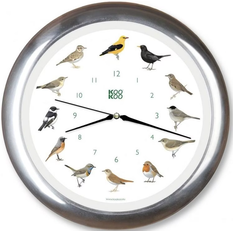 Kookoo Singvögel-Uhr Alu, mit Quarzwerk, Durchmesser 34cm (1 Stk)