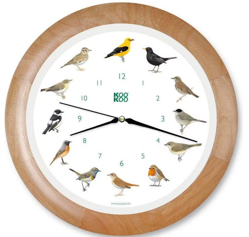 Kookoo Singvögel-Uhr Holz, mit Quarzwerk, Durchmesser 34cm (1 Stk)