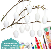 Papierdrachen Ostereier Pappmaché weiss (12 Stk)