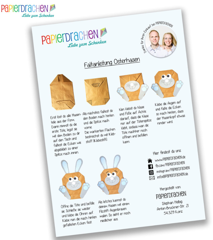 Papierdrachen DIY Osterhasentüten bunt (12 Stk)