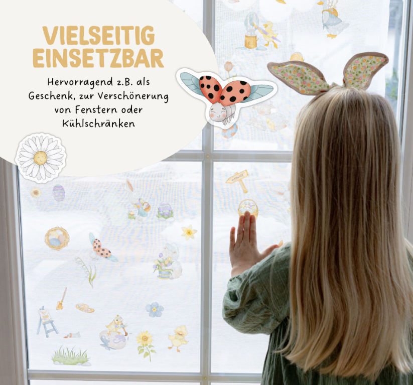 Papierdrachen Fensteraufkleber Osterhasenwelt (6x70 Stk)