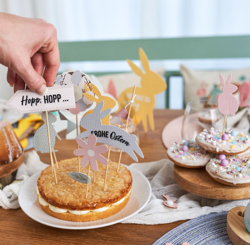 Papierdrachen Oster-Kuchenstecker Pastell Set (18-teilig)