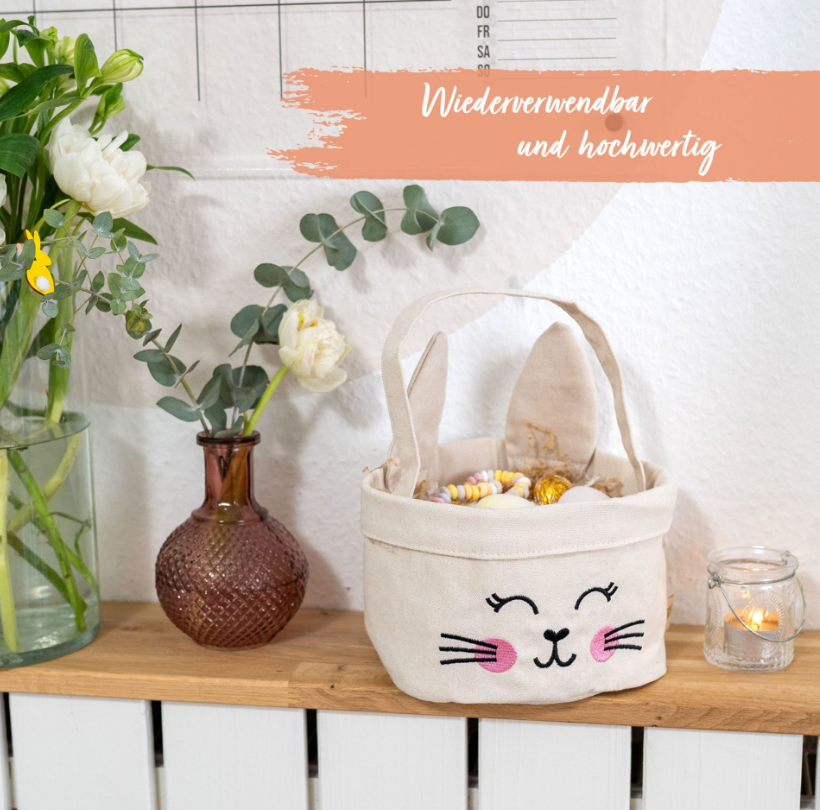 Papierdrachen Osterkorb Hase Canvas rosa (1 Stk)