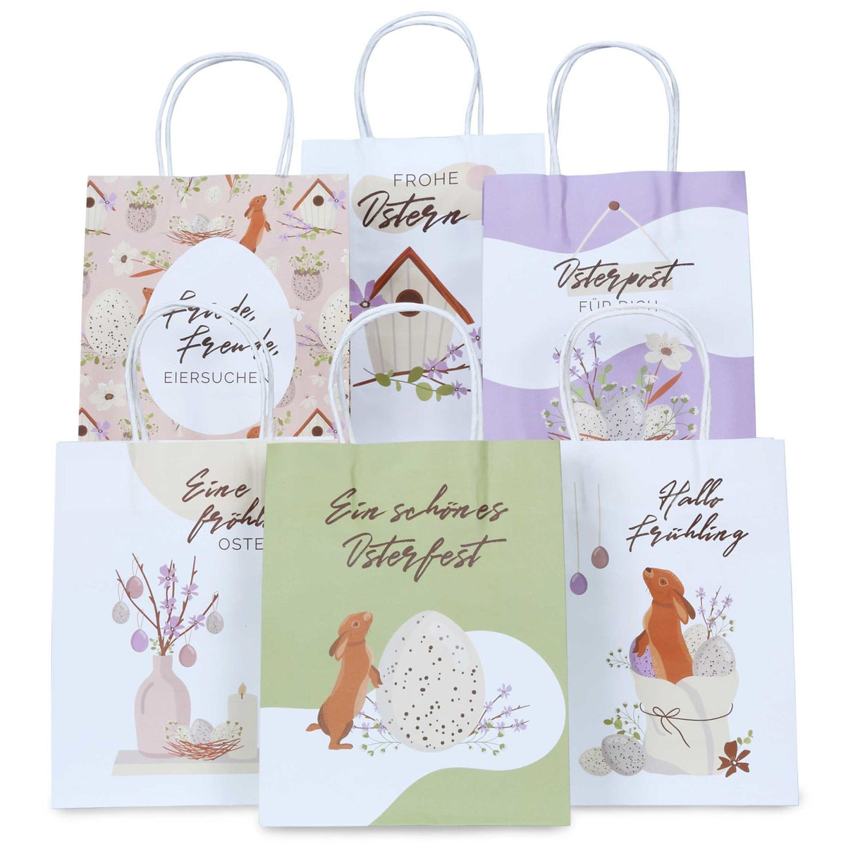 Papierdrachen XXL Oster-Geschenktüten mit Frühlingsmotiven (6 Stk)