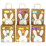 Papierdrachen XXL Ostertüten braun mit Hasengesichtern bunt, 18x22cm (6 Stk)