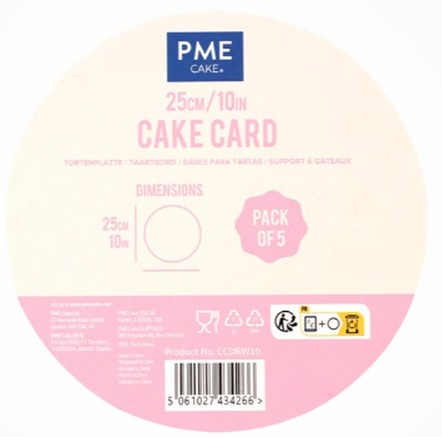 PME CAKE Runde Tortenplatte mit Profilrand, weiss, Durchmesser 25cm (5 Stk)