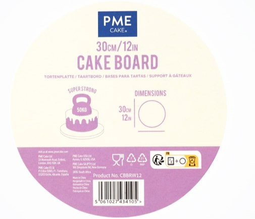 PME CAKE Runde Tortenplatte mit Profilrand, weiss, Durchmesser 30cm (1 Stk)