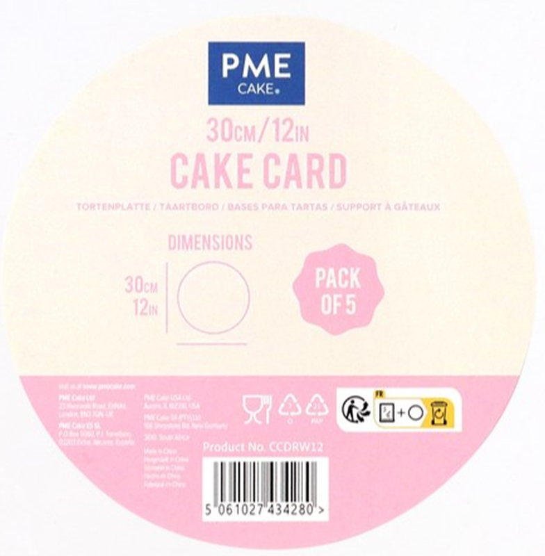 PME CAKE Runde Tortenplatte mit Profilrand, weiss, Durchmesser 30cm (5 Stk)