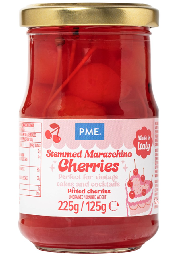 PME CAKE Maraschino-Kirschen mit rotem Stiel (225g)